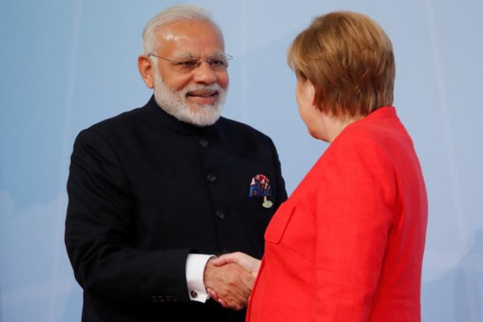 Thủ tướng Merkel chào đón Thủ tướng Ấn Độ Narendra Modi hôm 7/7.