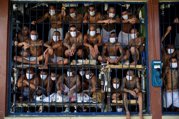 Theo Daily Mail, nhà chức trách đã kiểm tra 3 nhà tù an ninh nghiêm ngặt ở El Salvador, nơi giam giữ nhiều thành viên của các băng đảng tội phạm khét tiếng, giữa những lo ngại về dịch COVID-19. (Nguồn ảnh: Reuters)