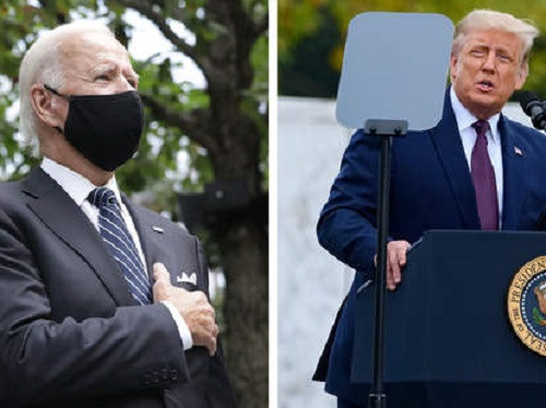 Ngày 11/9 vừa qua, ông Biden và Tổng thống Trump đã tham dự các buổi lễ tưởng niệm nạn nhân của vụ khủng bố 19 năm trước. Ảnh: CNN.
