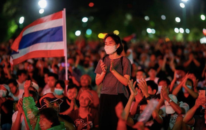 Thái Lan đang đối mặt với cuộc biểu tình lớn nhất kể từ khi ông Prayuth Chan-o-cha lên làm Thủ tướng sau cuộc đảo chính năm 2014. Ảnh: Reuters.