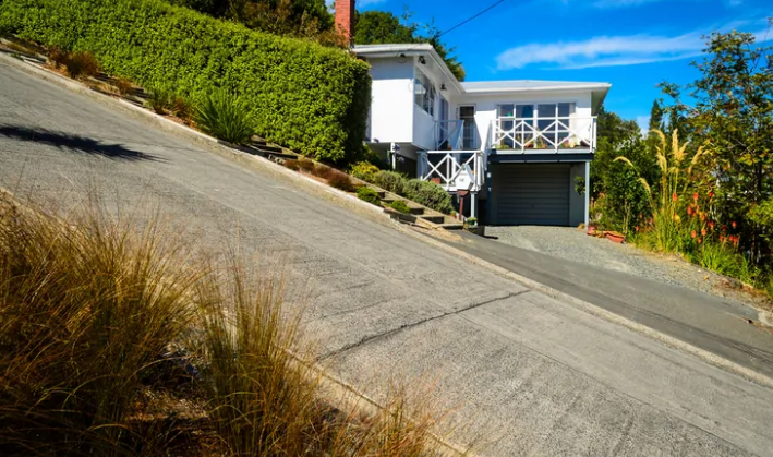 Phố Baldwin ở New Zealand là con phố dân cư dốc nhất thế giới. Ảnh: SC.