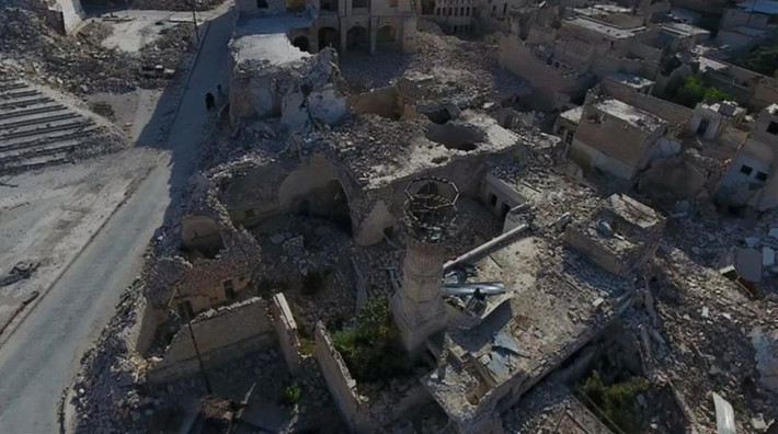 Cảnh tượng đổ nát ở thành cổ Aleppo hôm 12/10.