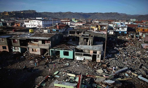Những ngôi nhà bị phá hủy ở Baracoa, Cuba, hôm 7/10 sau khi siêu bão Matthew càn quét qua khu vực này.