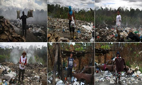 Theo hãng thông tấn Reuters, nhiều di dân nghèo khó đến từ Venezuela đang mưu sinh bằng cách nhặt những mảnh kim loại, nhựa phế thải, bìa các tông và đồ ăn thừa,... tại bãi rác ở Brazil. (Nguồn ảnh: Reuters)