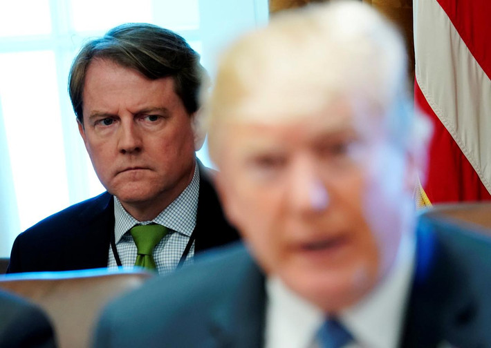 Tháng 8/2018, Cố vấn Nhà Trắng Don McGahn được thông báo sẽ rời nhiệm sở vào mùa thu. Được biết, Ông McGahn là một trong những nhân vật chủ chốt trong việc xử lý cuộc điều tra nghi vấn Nga can thiệp bầu cử tổng thống năm 2016. Ảnh: Reuters.