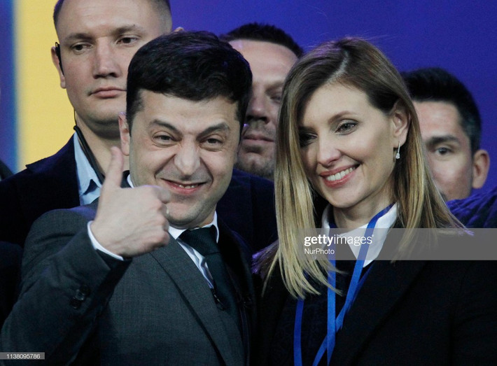 Trong thời gian ông Zelensky làm diễn viên, bà thường đến các buổi tập duyệt hay biểu diễn để cổ vũ chồng, thậm chí là tham gia đội ngũ chuẩn bị hậu trường. Ảnh: Getty.