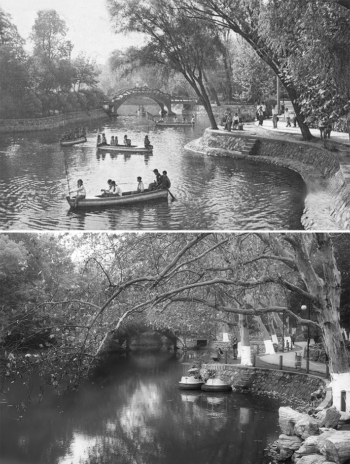 Vũ Hán năm 1960 và 2016. Bức ảnh chụp tại một công viên ở Vũ Hán.