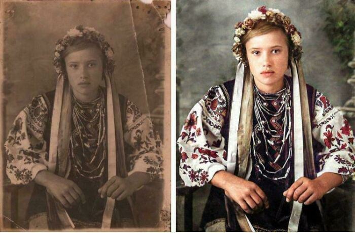 Cô gái Ukraina xinh đẹp trong trang phục dân tộc năm 1935.