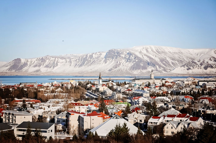 Một khu dân cư ở Iceland nhìn từ trên cao.