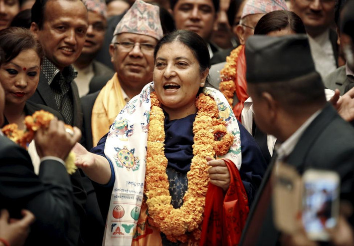 Tổng thống Nepal Bidhya Bhandari trong bức ảnh chụp ngày 28/10/2015.