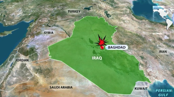 Vị trí vụ đánh bom xe ở Baghdad hôm 2/7.