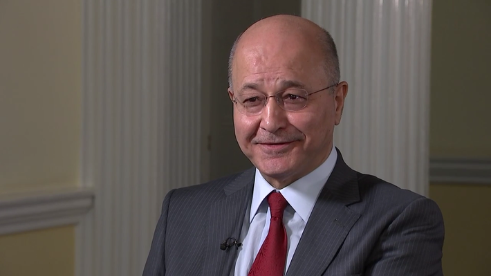 Tổng thống Barham Saleh nói rằng ông không muốn tình hình trong nước tồi tệ thêm và phàn nàn về tình hình xung quanh việc không thể xác định khối chính trị lớn nhất trong Quốc hội. Ảnh: Channel4.