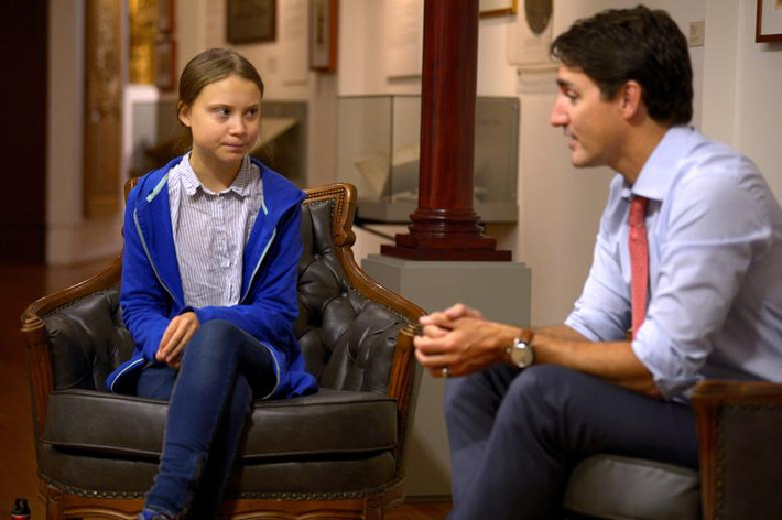 Greta gặp Thủ tướng Canada Justine Trudeau tại Montreal ngày 27/9/2019.