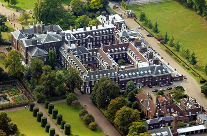 Ảnh chụp Nottingham Cottage trong Cung điện Kensington nhìn từ trên cao. Ảnh: The Sun.