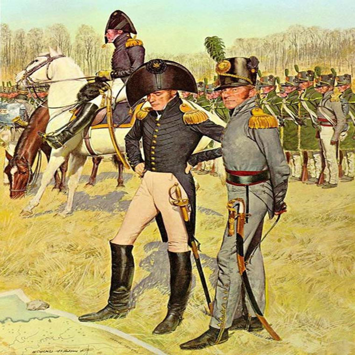 Trong cuộc chiến tranh năm 1812, Quân đội Mỹ đã sử dụng vải tại Philadelphia Arsenal chuyển đến các thợ may để may quân phục cho binh sĩ, đảm bảo tính đồng nhất. Trong thời kỳ này, quân phục của binh sĩ Mỹ bị ảnh hưởng nhiều bởi quân đội của các nước Châu Âu. Trong đó, chỉ các tướng lĩnh, chỉ huy mới được đi ủng cao cổ.