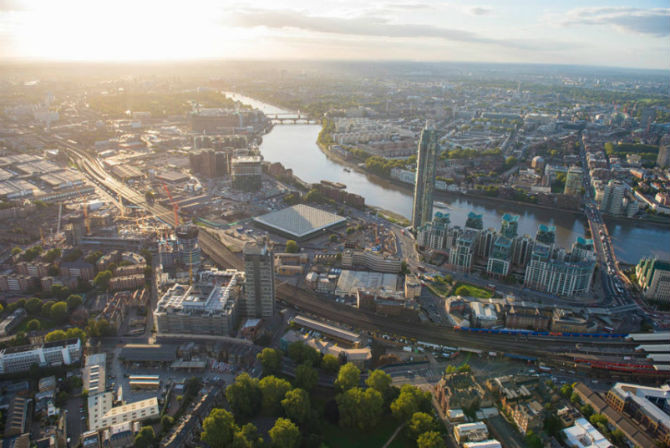 Quang cảnh quận Nine Elms ở thủ đô Anh xinh đẹp.