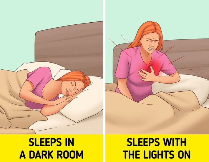 Nếu ánh sáng cản trở giấc ngủ của bạn trong thời gian dài, bạn có thể tăng nguy cơ mắc một số bệnh mãn tính như cao huyết áp (tăng huyết áp), bệnh tim và bệnh tiểu đường loại 2.