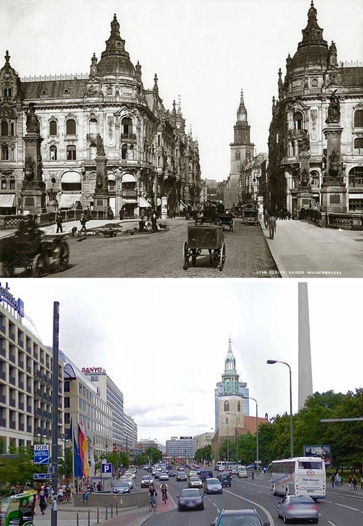 Thủ đô Berlin của Đức vào năm 1890 (ảnh trên) và hiện tại (ảnh dưới). Có thể thấy, thủ đô Berlin đã “lột xác” hoàn toàn trong hơn 100 năm qua, trở thành một thành phố hiện đại và phát triển như ngày nay.