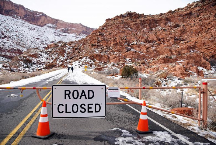 Con đường chính trong viên quốc gia Arches ở bang Utah bị phong tỏa ngày 9/1 trong bối cảnh Chính phủ Mỹ vẫn đóng cửa một phần.