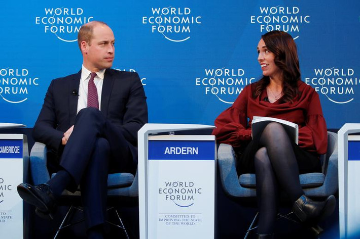 Hoàng tử Anh William và Thủ tướng New Zealand Jacinda Ardern tham dự diễn đàn WEF ngày 23/1.