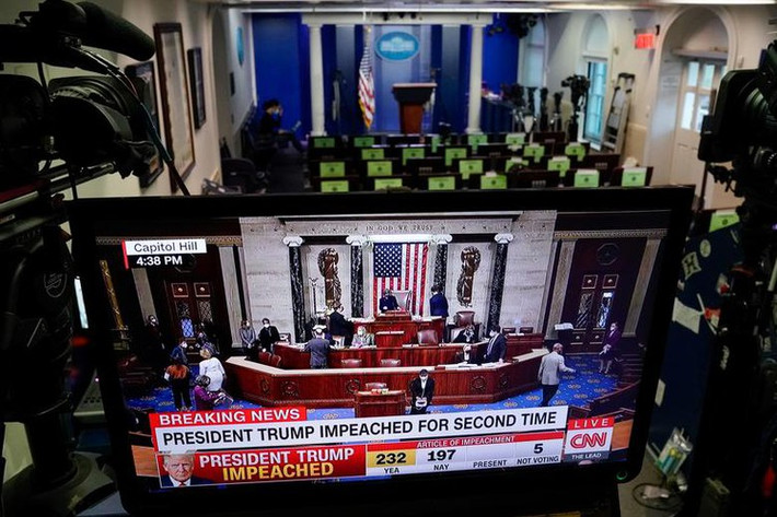 Phiên xử luận tội ông Trump tại Thượng viện Mỹ dự kiến sẽ diễn trong tháng 2/2021. Ảnh: Reuters.