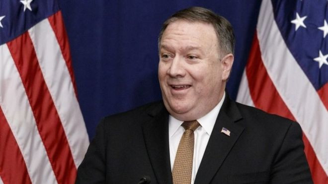 Ông Mike Pompeo được đánh giá là nhân vật quan trọng đã mang lại những bước tiến đáng kể trong quan hệ Mỹ - Triều. Trước đó, hồi tháng 6/2018, Ngoại trưởng Pompeo đã tháp tùng Tổng thống Donald Trump tới Singapore dự Thượng đỉnh Mỹ-Triều lần 1. Ảnh: BBC.