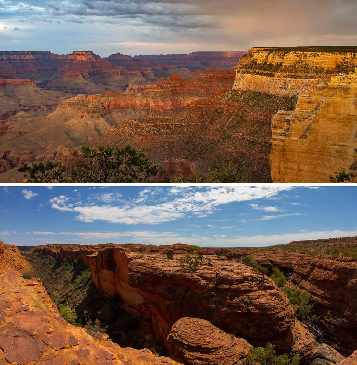 Hẻm núi Grand Canyon ở Arizona (Mỹ) và Kings Canyon ở Australia (ảnh dưới).