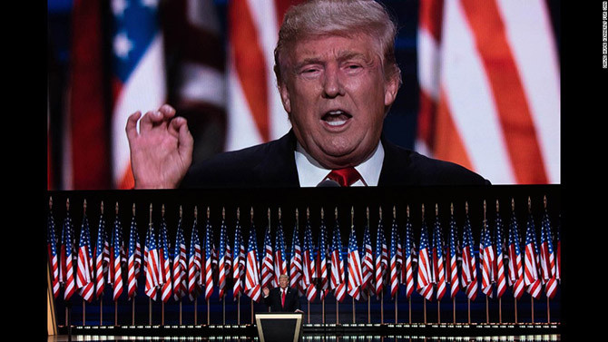 Ngày 21/7, ứng viên Tổng thống Mỹ của Đảng Cộng hòa khi đó là Donald Trump có bài phát biểu tại Đại hội toàn quốc của Đảng Cộng hòa ở Cleveland.