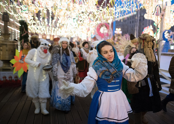 Không khí sôi động ở Quảng trường Tverskaya, thủ đô Moscow.