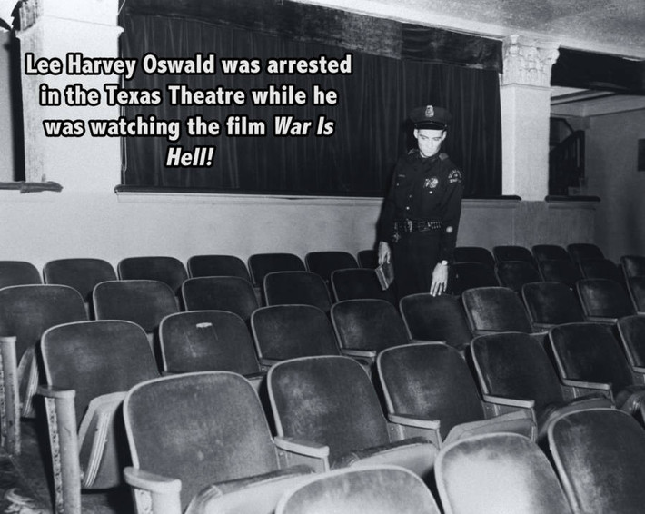 Lee Harvey Oswald đã bị bắt khi đang xem bộ phim “War Is Hell” trong nhà hát Texas ngày 24/11/1963. Ảnh: ATI.