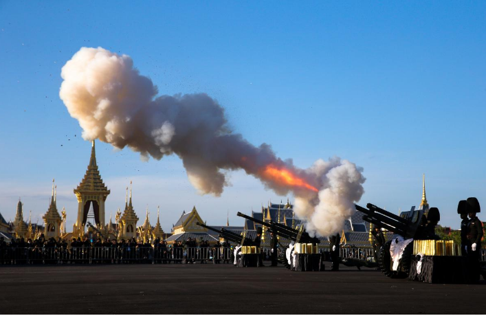 Một hình ảnh khác trong buổi tổng duyệt trước tang lễ. Ảnh: Reuters.