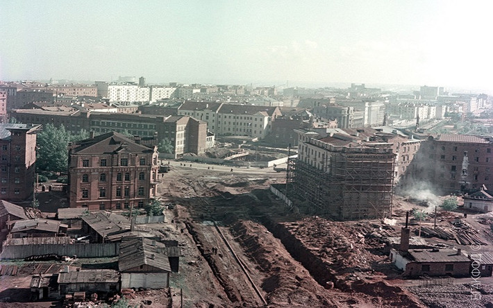 Quang cảnh phố Kirov ở Minsk (nay là thủ đô của Belarus) năm 1950 nhìn từ trên cao. Ảnh: ER.
