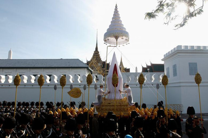 Trước đó, ngày 21/10, buổi tổng duyệt cho lễ diễu hành đám tang cố Nhà vua Bhumibol đã diễn ra tại thủ đô Bangkok. Ảnh: Reuters.