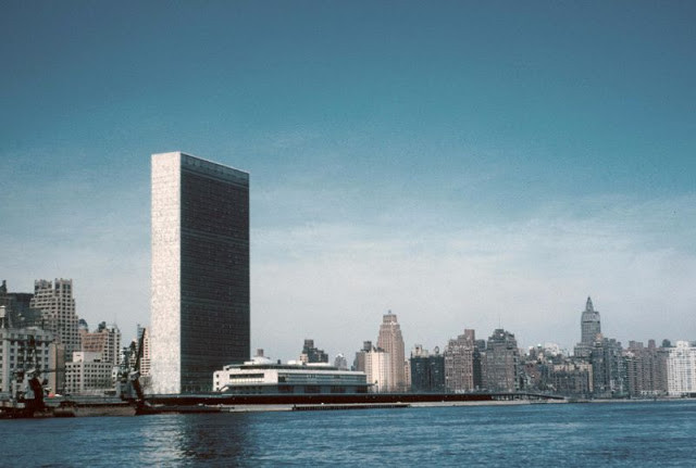 Trụ sở của Liên Hiệp Quốc tại thành phố New York, Mỹ, trong bức ảnh chụp hồi tháng 4/1959. Ảnh: VT.
