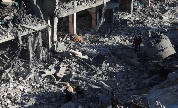 Cảnh tượng đổ nát tại một khu dân cư ở Gaza nhìn từ trên cao.