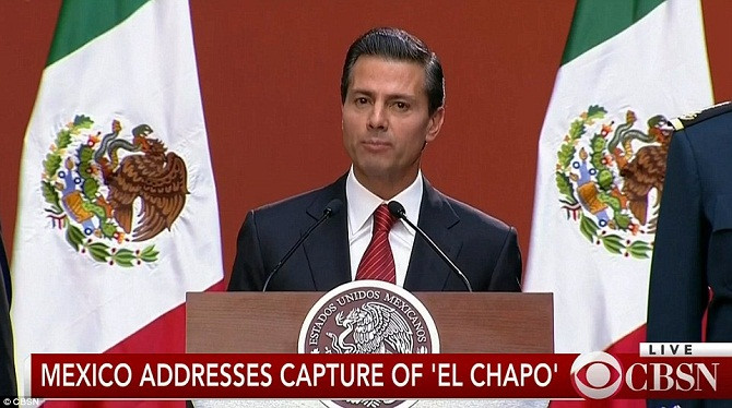 “Sứ mệnh đã hoàn thành, chúng tôi đã bắt được y. Tôi muốn thông báo cho người dân Mexico biết rằng, Joaquin “El Chapo” Guzman đã bị bắt giữ”, Tổng thống Mexico Enrique Pena Nieto thông báo.