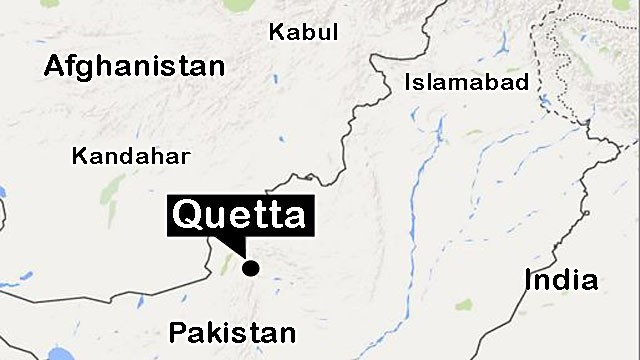 Vị trí thành phố Quetta, Pakistan, trên bản đồ.