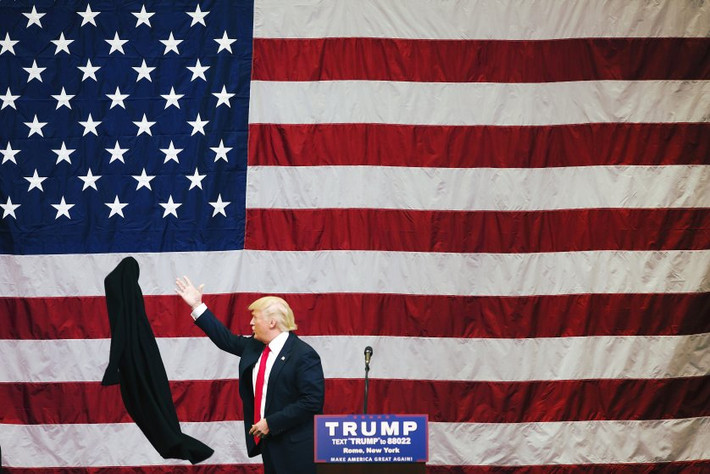 Ông Donald Trump, khi đó là ứng viên tổng thống Mỹ của Đảng Cộng hòa, trong sự kiện tại Rome, New York, ngày 12/4/2016.