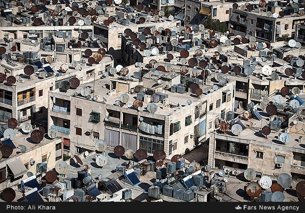 Những ngôi nhà cao tầng ở Aleppo nhìn từ trên cao.