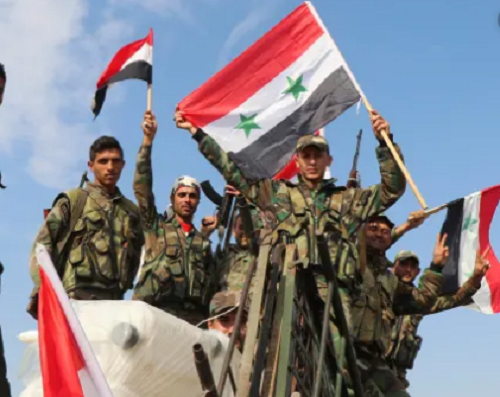 "Quân chính phủ Damascus đã giành thắng lợi quan trọng trước nhóm khủng bố Takfiris ở Nam Idlib và tái chiếm hoàn toàn thị trấn chiến lược al-Seir", SANA đưa tin. Ảnh: Haaretz.