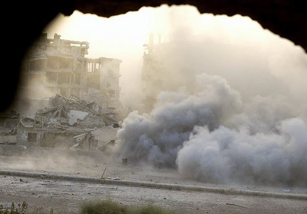 Trước đó, hồi đầu tháng này, quân đội Syria đã tiến sâu vào khu trang trại al-Reihan và giành lại quyền kiểm soát nhiều khu vực ở Đông Ghouta, đồng thời gây tổn thất nặng cho bọn khủng bố. Ảnh: FNA.