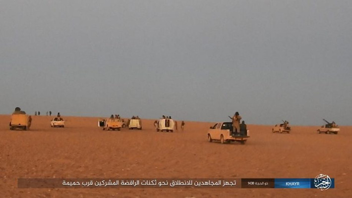 Al Masdar News đưa tin, ngày 12/9, phiến quân IS phản công dữ dội lực lượng ủng hộ chính phủ Damascus ở phía nam tỉnh Deir Ezzor. Ảnh: AMN.