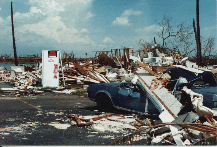 Siêu bão Andrew mạnh cấp 5 đã tấn công bang Florida vào năm 1992, phá hủy 127 nghìn ngôi nhà và gây thiệt hại kinh tế ước tính lên tới hơn 26 tỷ USD. Ảnh: DT.