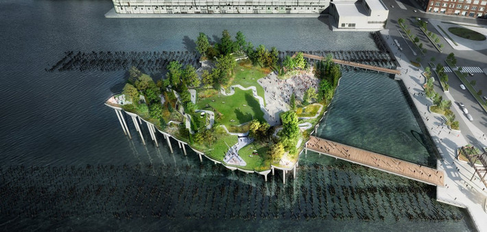 Công trình hàng trăm triệu đô này sẽ được xây dựng trên sông Hudson ở Manhattan... Ảnh: BI.