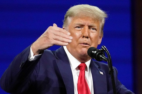 Đây là bài phát biểu chính thức đầu tiên của ông Trump kể từ sau khi mãn nhiệm. Ảnh: AP.