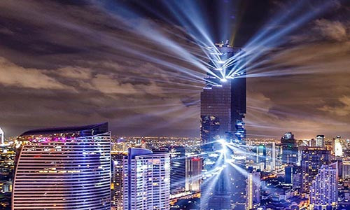 Tòa nhà chọc trời cao nhất Thái Lan MahaNakhon tọa lạc ở Silom, thủ đô Bangkok, Thái Lan. Ảnh: Bangkok.