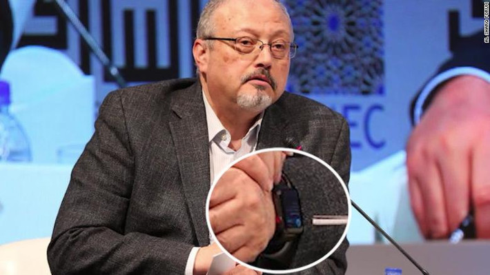Những tuyên bố mới nhất đăng tải trên tờ Sabah của Thổ Nhĩ Kỳ cho hay, ông Khashoggi đã đeo một chiếc đồng hồ Apple (Apple Watch) khi bước vào lãnh sự quán Arab Saudi ngày 2/10. Ảnh: CNN.