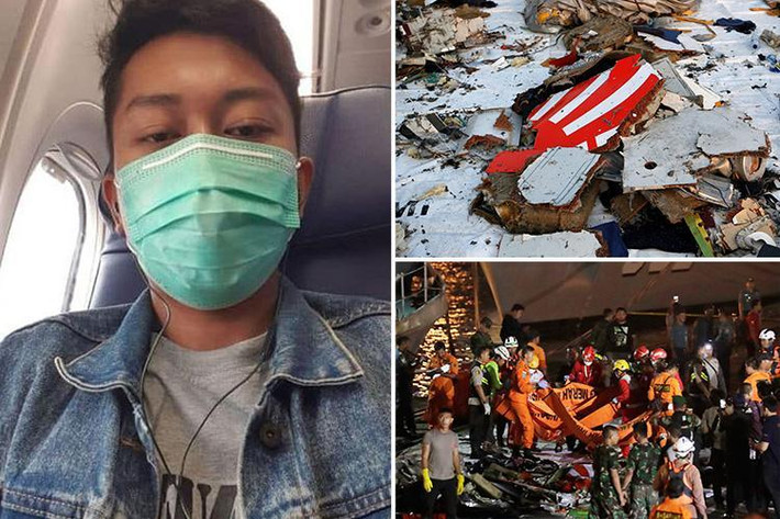 Một nạn nhân xấu số trong vụ rơi máy bay ở Indonesia được xác định là anh Deryl Fida Febrianto, 22 tuổi. Theo Daily Mail, anh Deryl Fida Febrianto đã gửi ảnh "tự sướng" của mình cho vợ vào lúc 6h01, ngay trước khi chuyến bay JT-610 chở 189 người khởi hành từ Jakarta và rơi xuống biển Java của Indonesia từ độ cao khoảng 1.500m. Ảnh: The Sun.