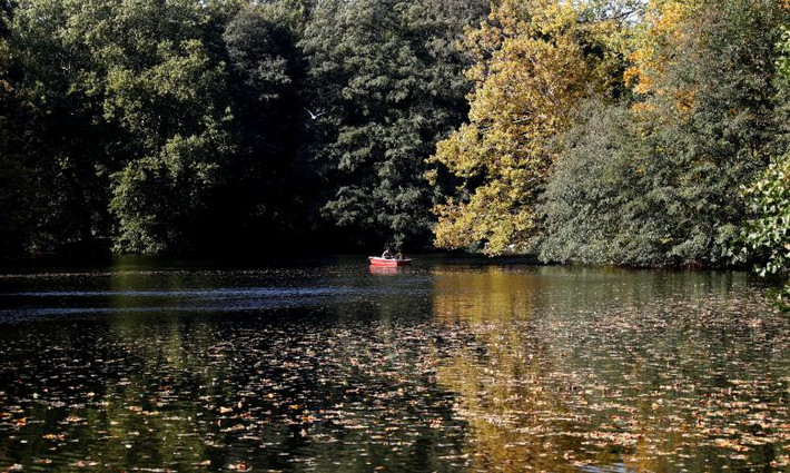 Mọi người đi thuyền trên sông trong công viên Tiergarten ở thủ đô Berlin, Đức, ngày 11/10. Mời độc giả xem thêm video: Những mùa thu đẹp nhất thế giới năm 2013 (Nguồn: VTC14)