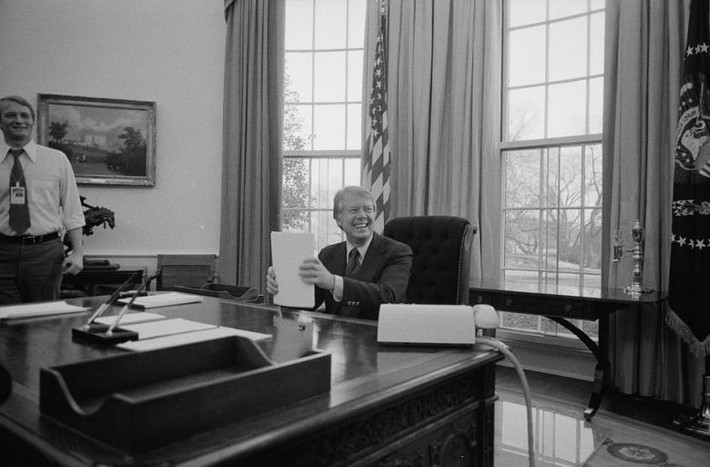 Cựu Tổng thống Jimmy Carter tại Nhà Trắng ngày 8/3/1977.